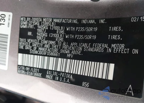 2015 Toyota Sienna Se 8 Passenger/Se Premium 8 Passenger z USA, uszkodzony, nr VIN 5TDXK3DC6FS586661